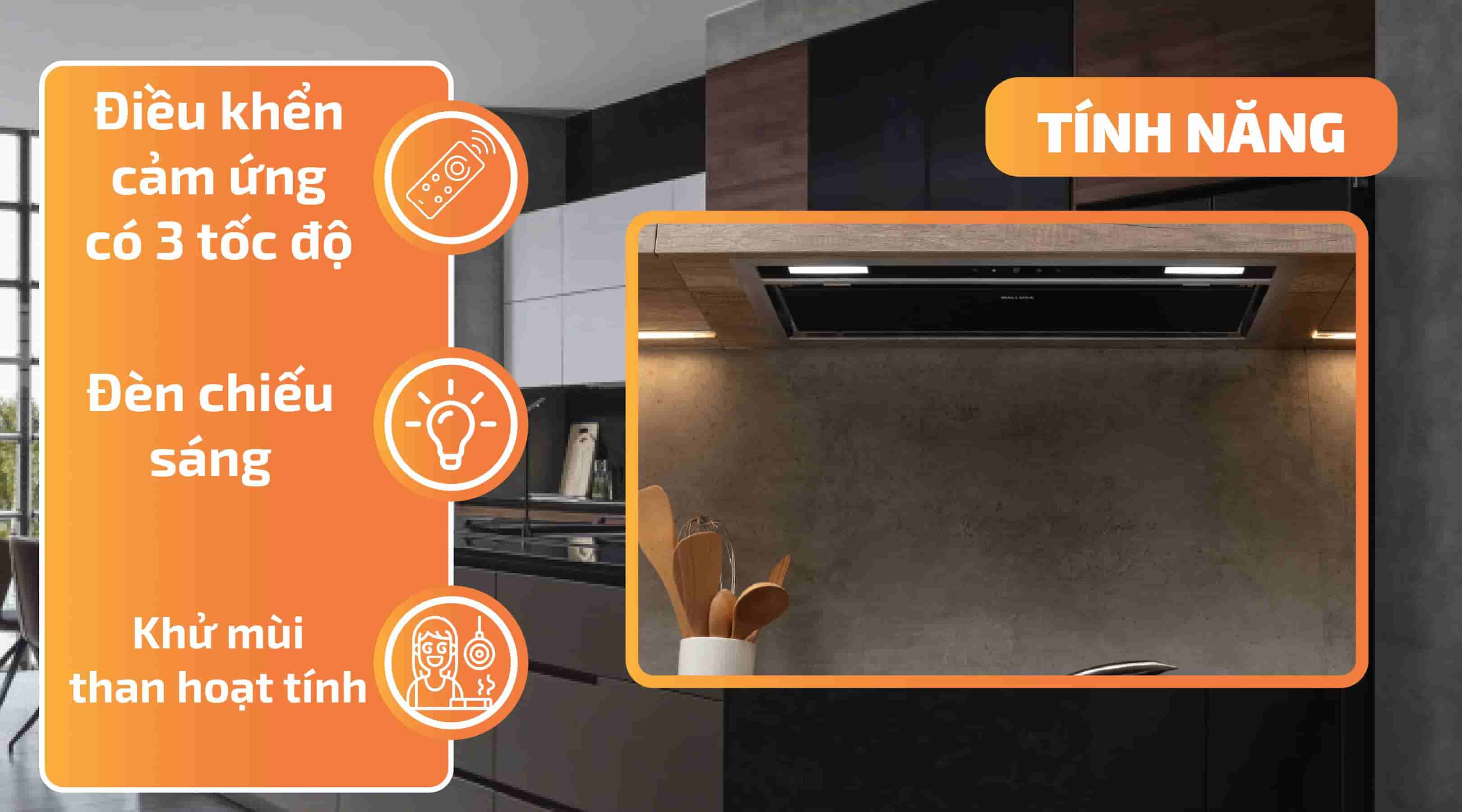 Tính năng máy hút mùi Malloca 750BI